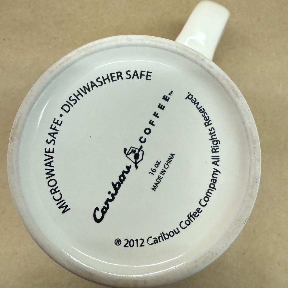 Caribou Coffee Signature White Brown Inside Mug-2012