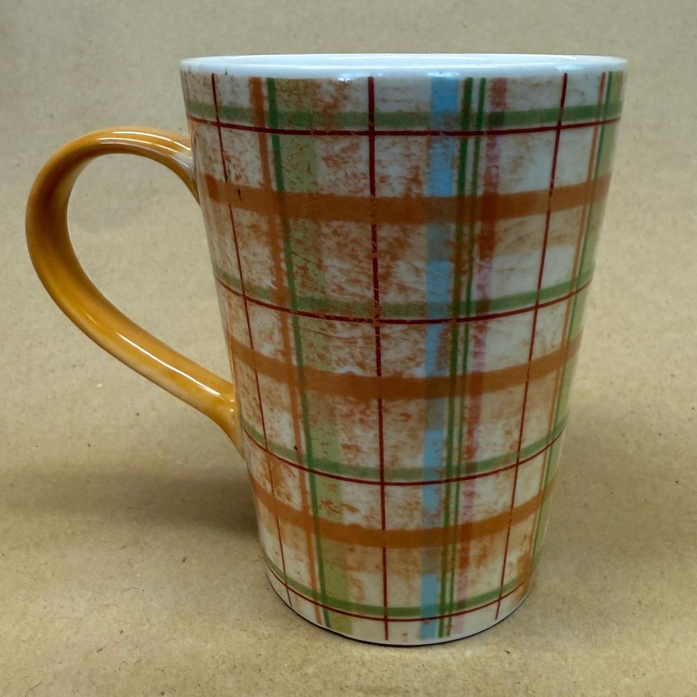 Starbucks Plaid Yellow Orange Green Mug-2006