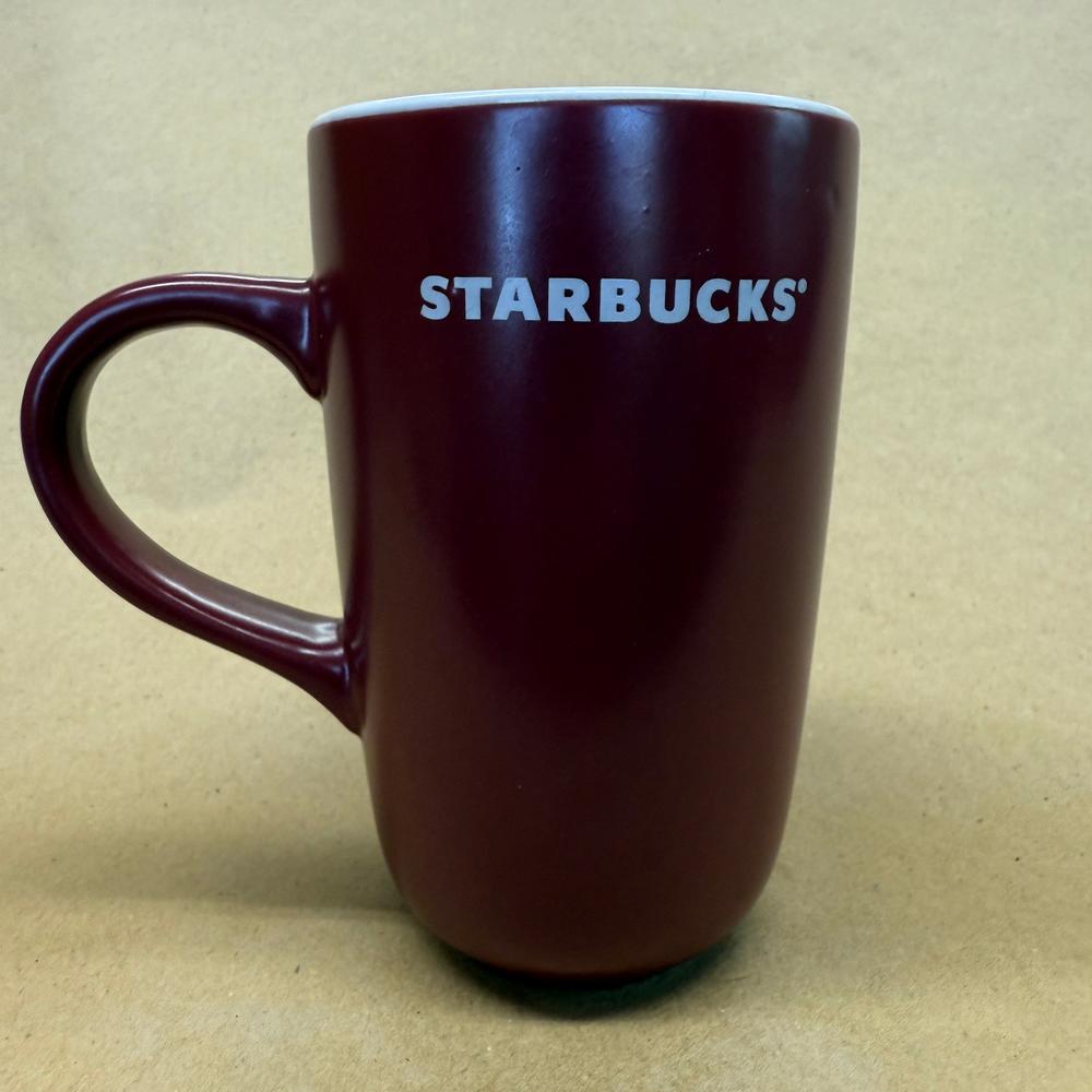 Starbucks Tall Maroon with White Logo Matte Mug-2008