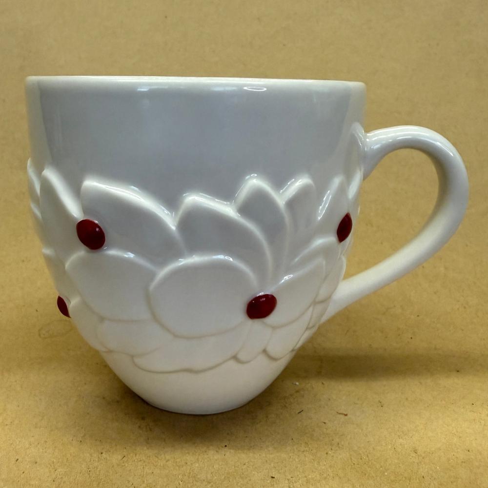 Starbucks White Poinsettia Red Holly Berries Mug-2004