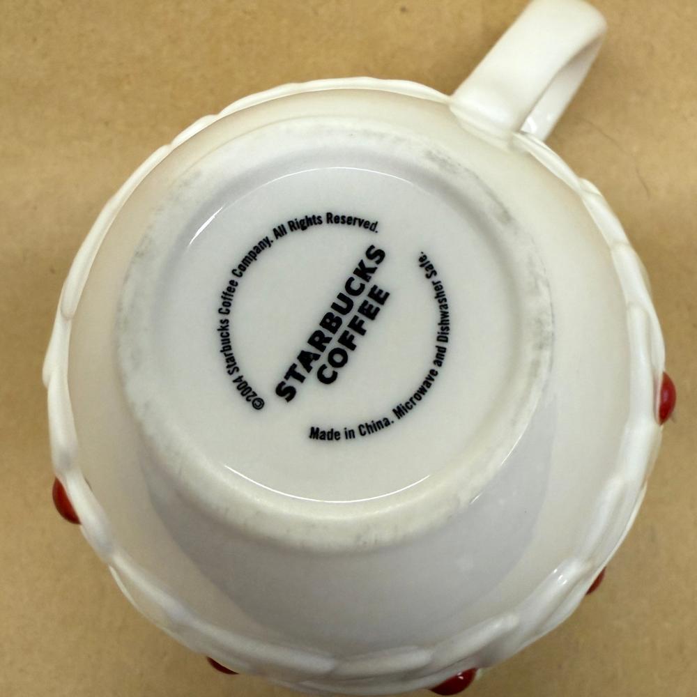 Starbucks White Poinsettia Red Holly Berries Mug-2004