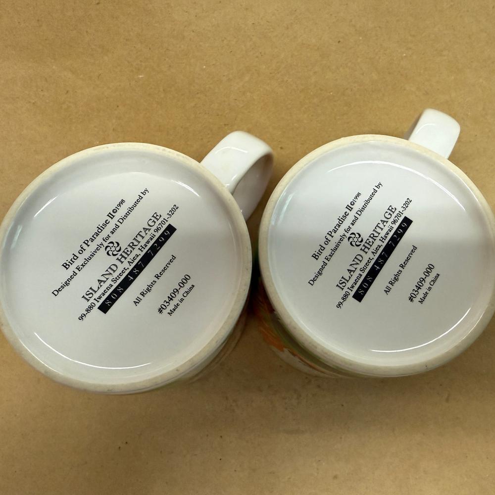 Hawaii Island Heritage Bird of Paradise Mugs-Pair 1998