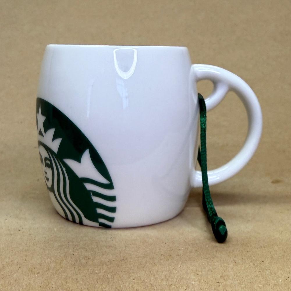 Starbucks White with Large Green Siren Logo Ornament Mug-2010