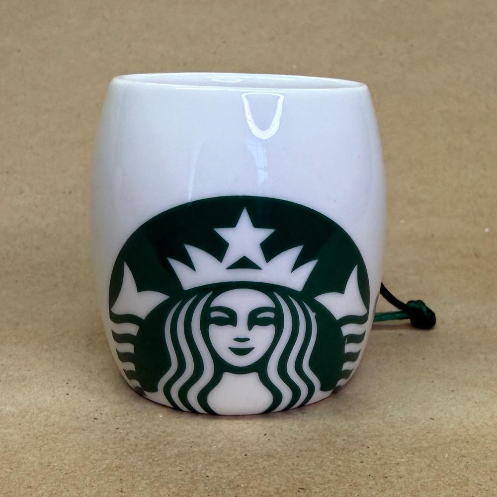 Starbucks White with Large Green Siren Logo Ornament Mug-2010