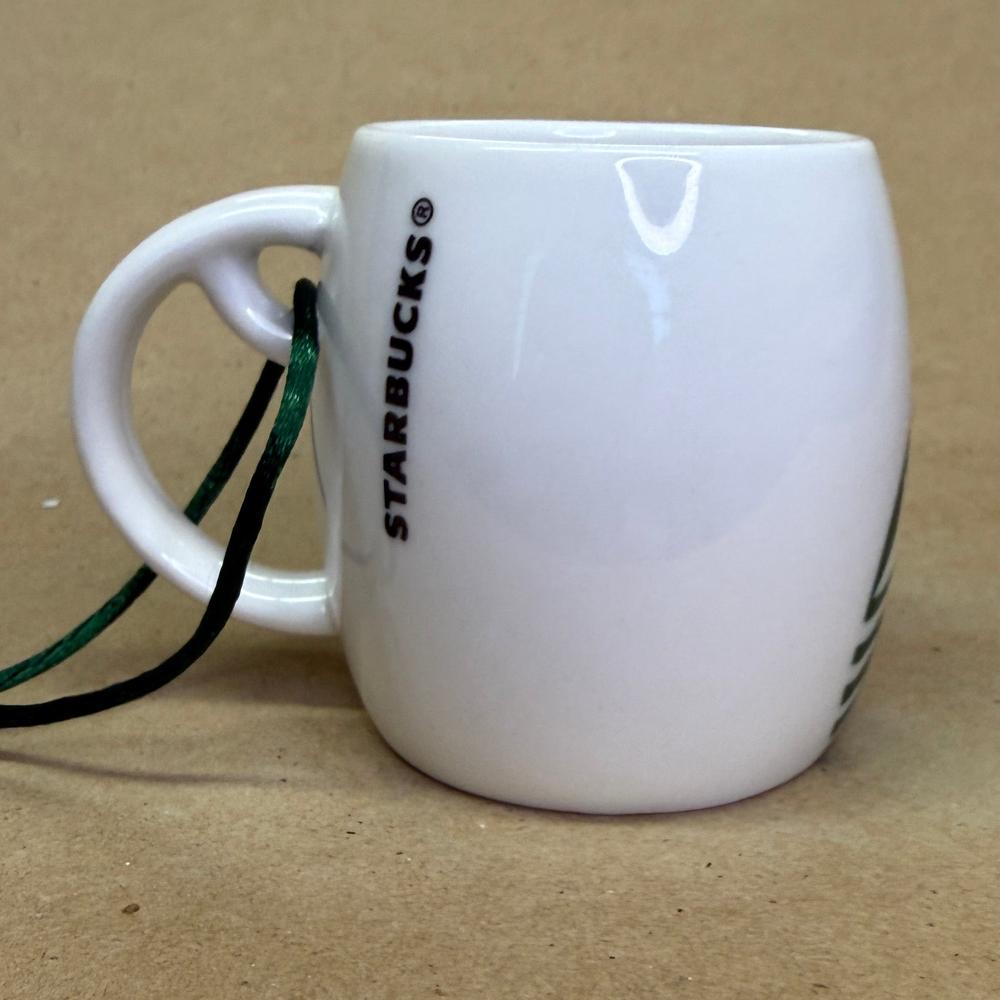 Starbucks White with Large Green Siren Logo Ornament Mug-2010
