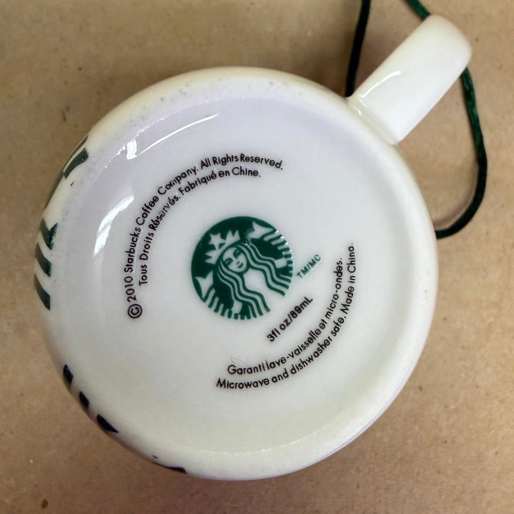 Starbucks White with Large Green Siren Logo Ornament Mug-2010