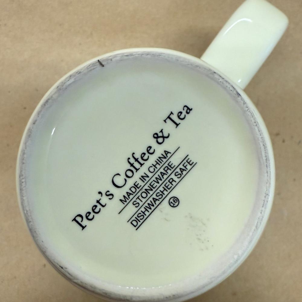 Peet's Coffee & Tea Snowflakes Red Gold Green Mug