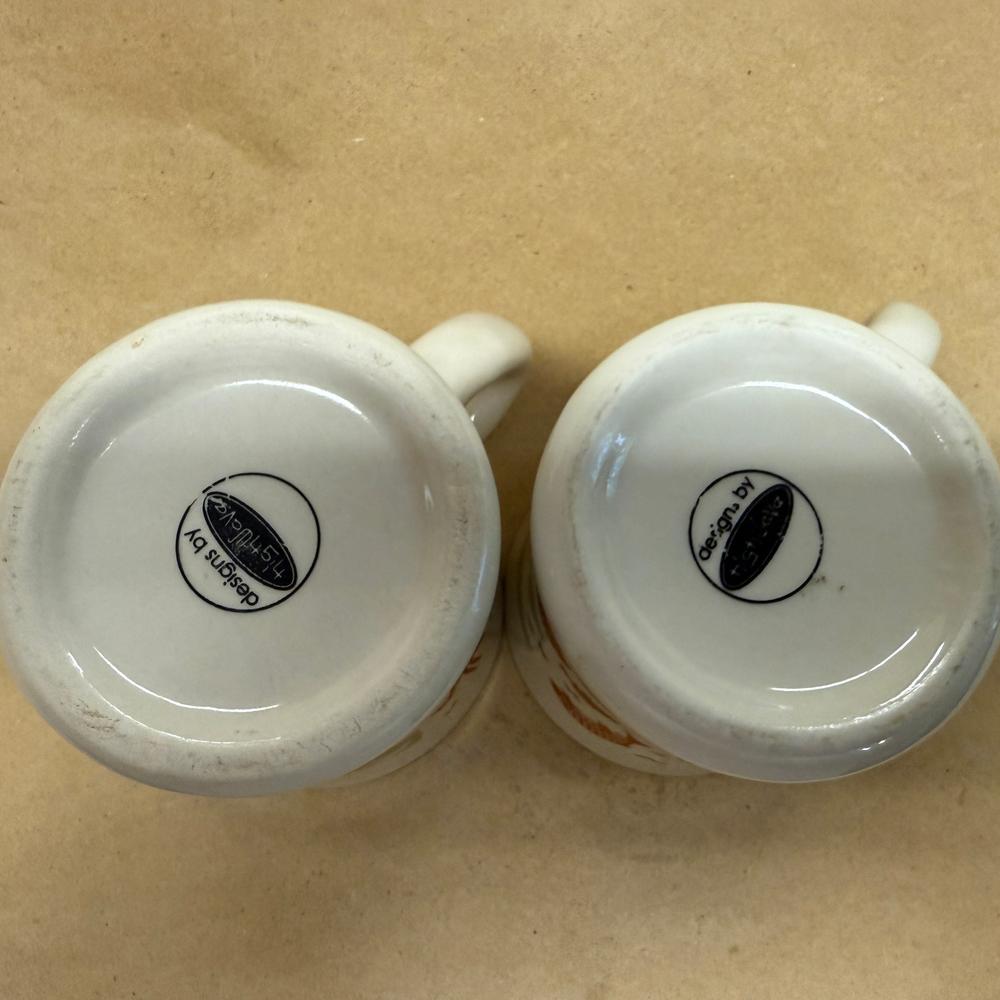 Peet's Coffee & Tea Retro Diner Birds and Fish Mugs-Pair