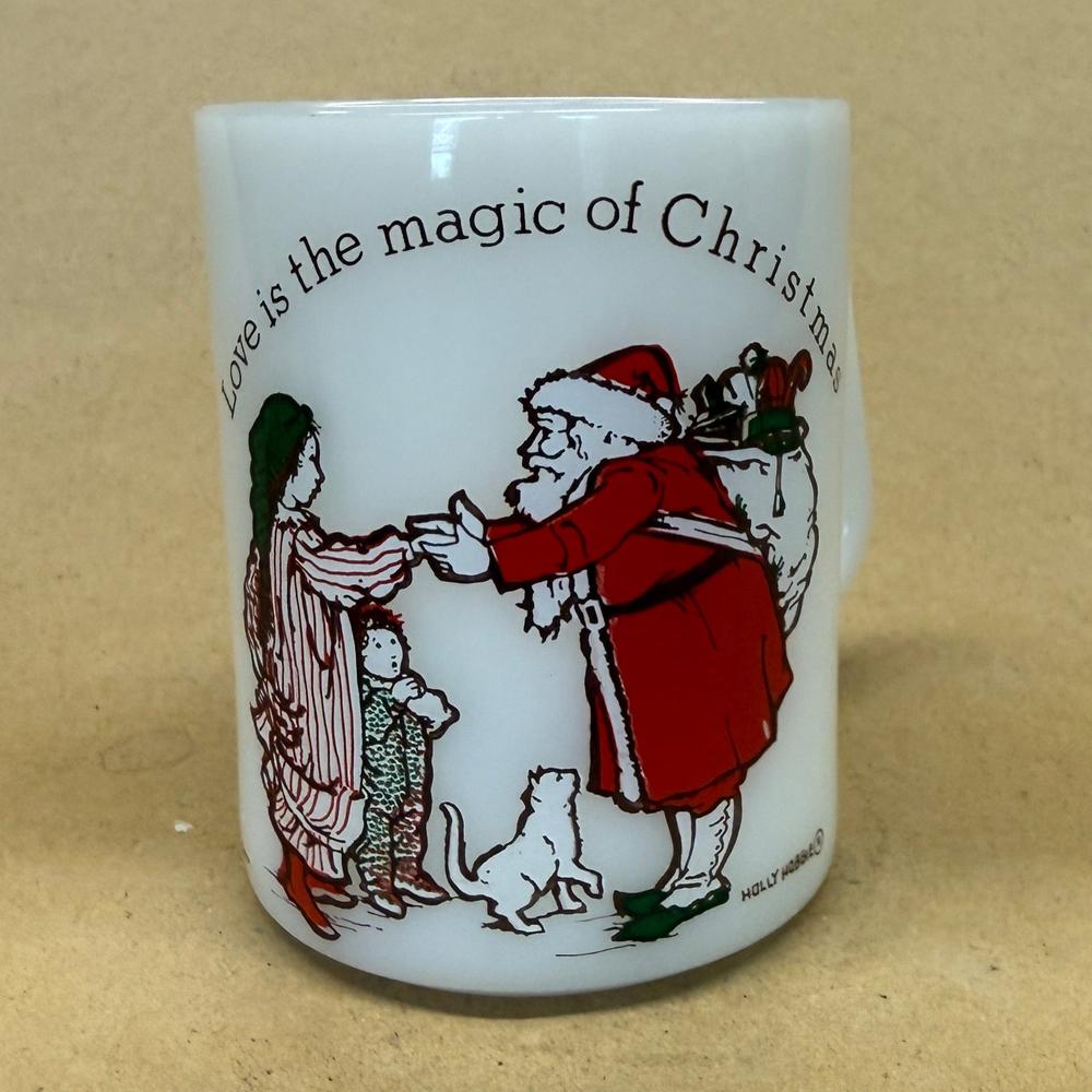 American Greetings Love is the magic of Christmas Milk Glass Mug