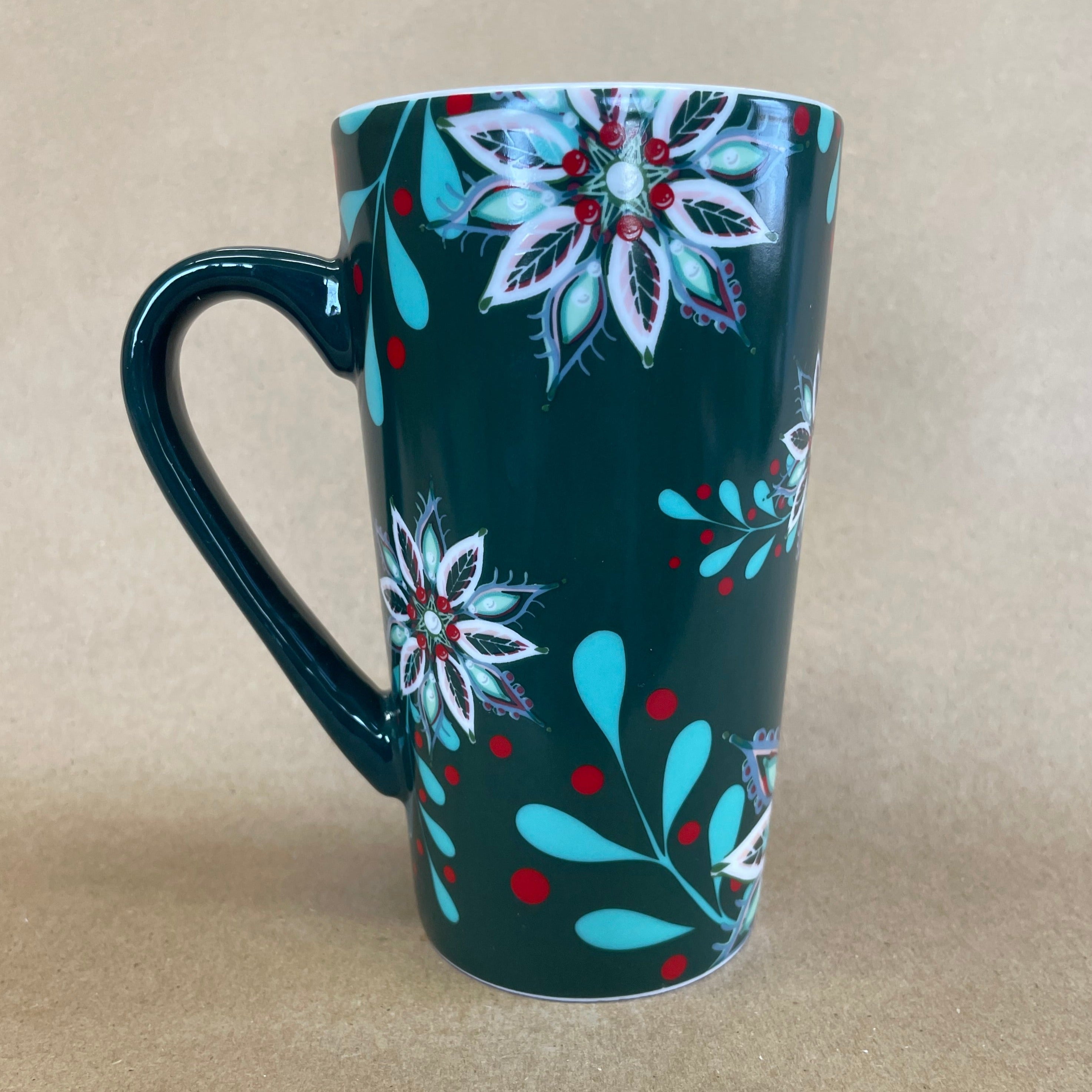 Starbucks Tall Green Flowers Christmas Mug-2020