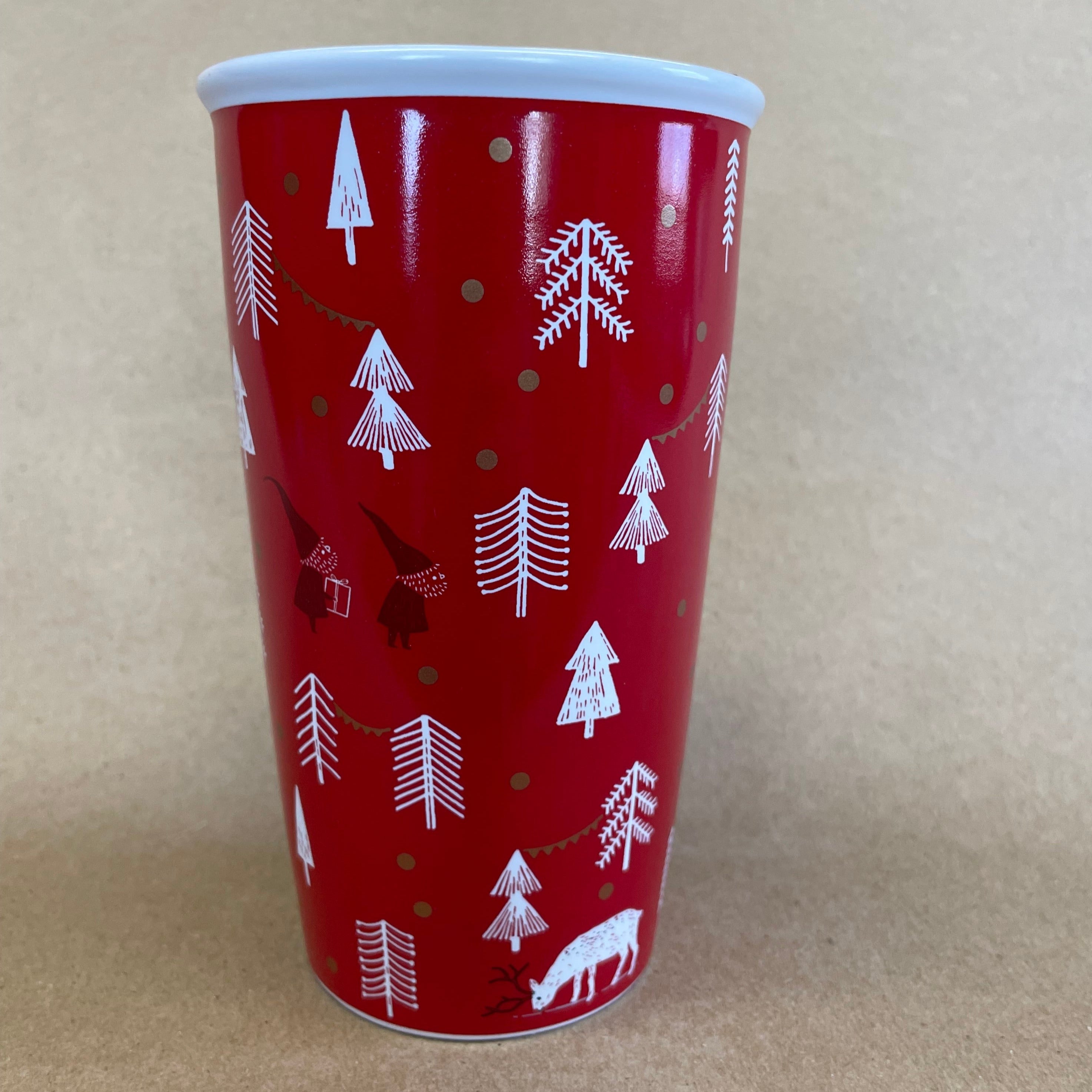 Starbucks Tall Red Christmas Holiday Tumbler with Lid