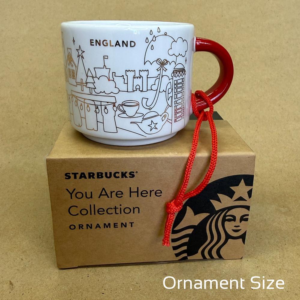 Starbucks You Are Here England Gold Holiday Ornament Mug NIB-2018