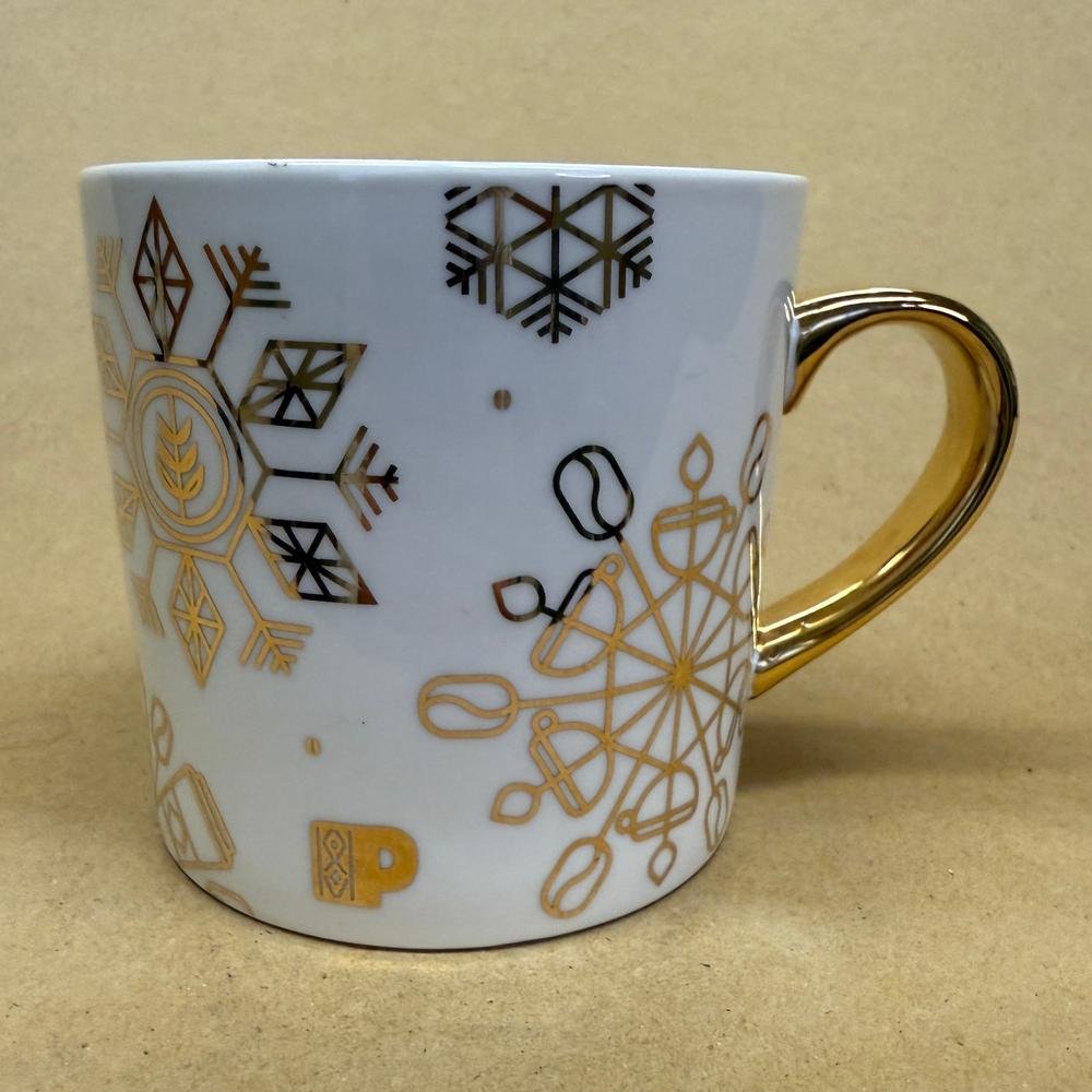 Peet's Coffee & Tea White Gold Snowflakes Mug-2016