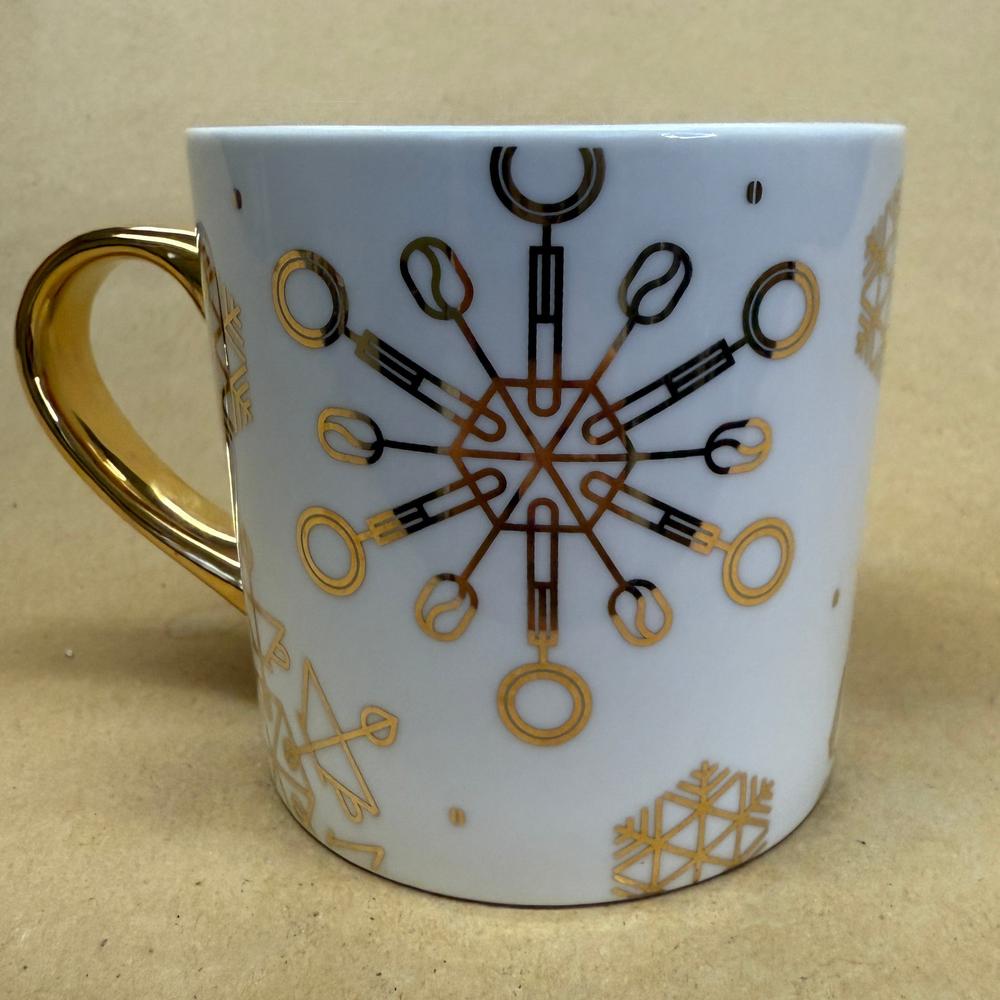 Peet's Coffee & Tea White Gold Snowflakes Mug-2016