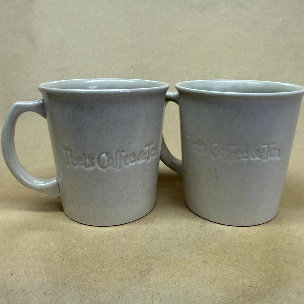 Peet's Coffee & Tea Cream Hoganas Keramik Mugs-Pair