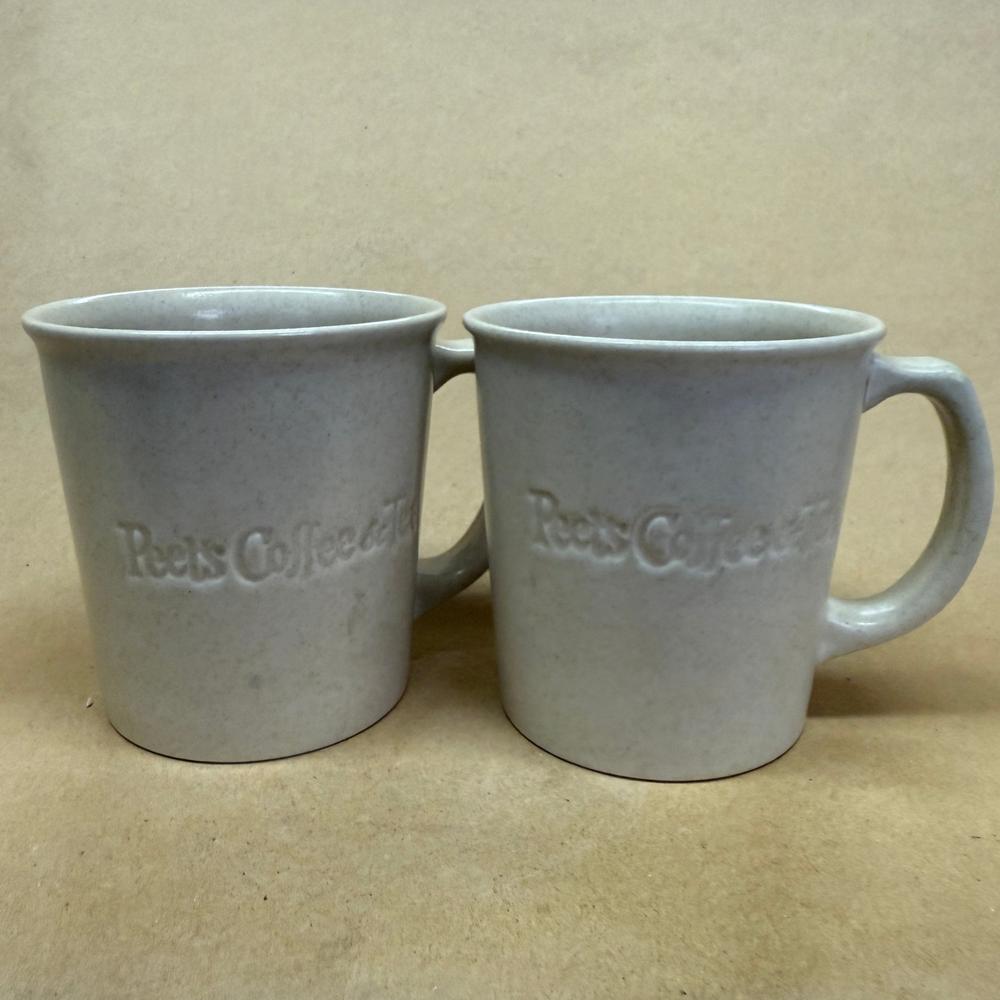 Peet's Coffee & Tea Cream Hoganas Keramik Mugs-Pair