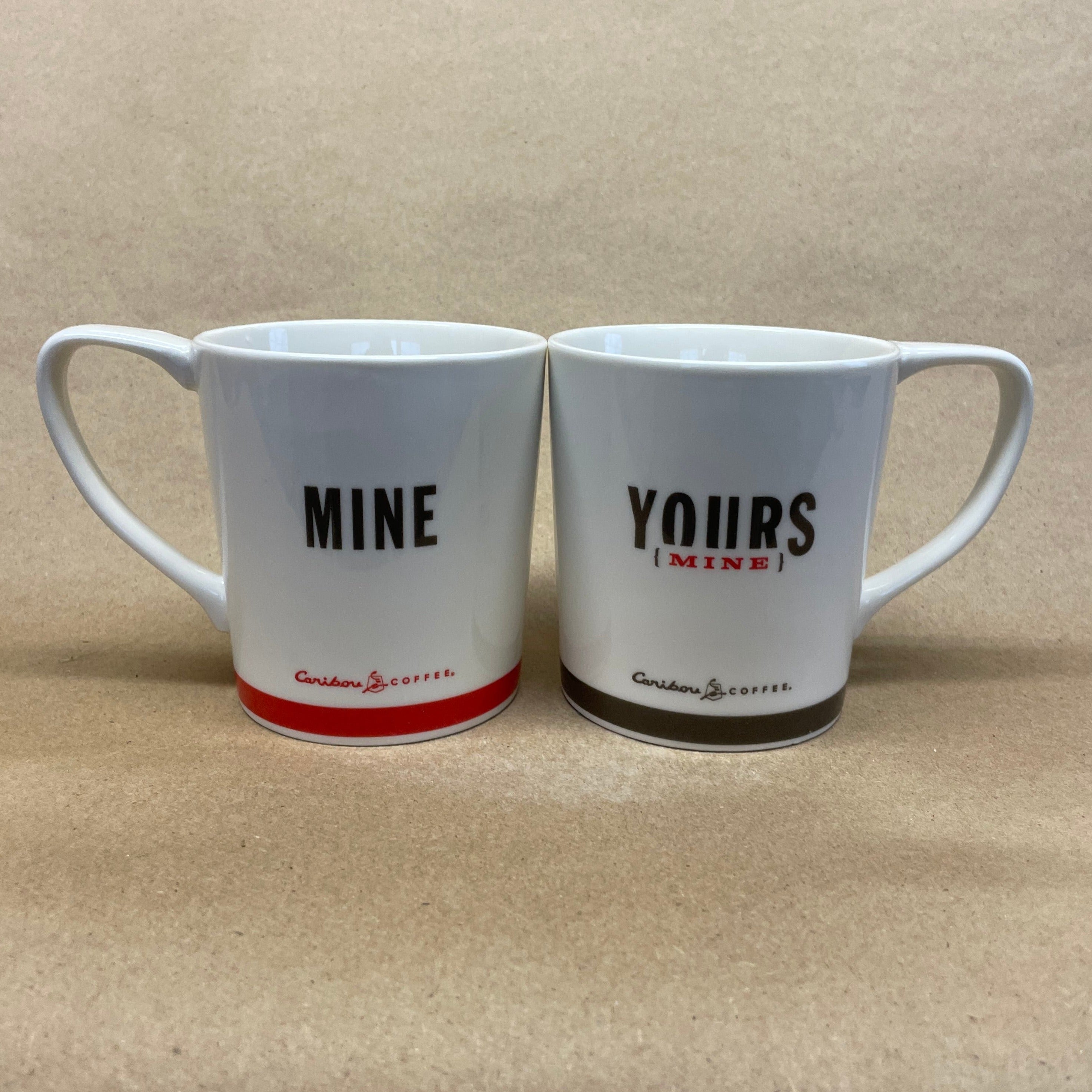 Caribou Coffee Yours/Mine Mugs-Pair-2013
