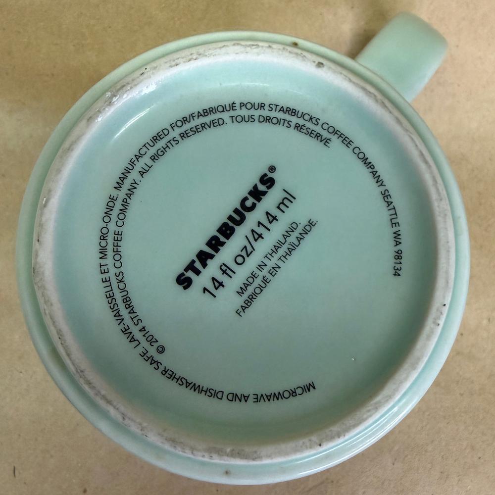 Starbucks Mint Green Ribbed Embossed Mug-2014