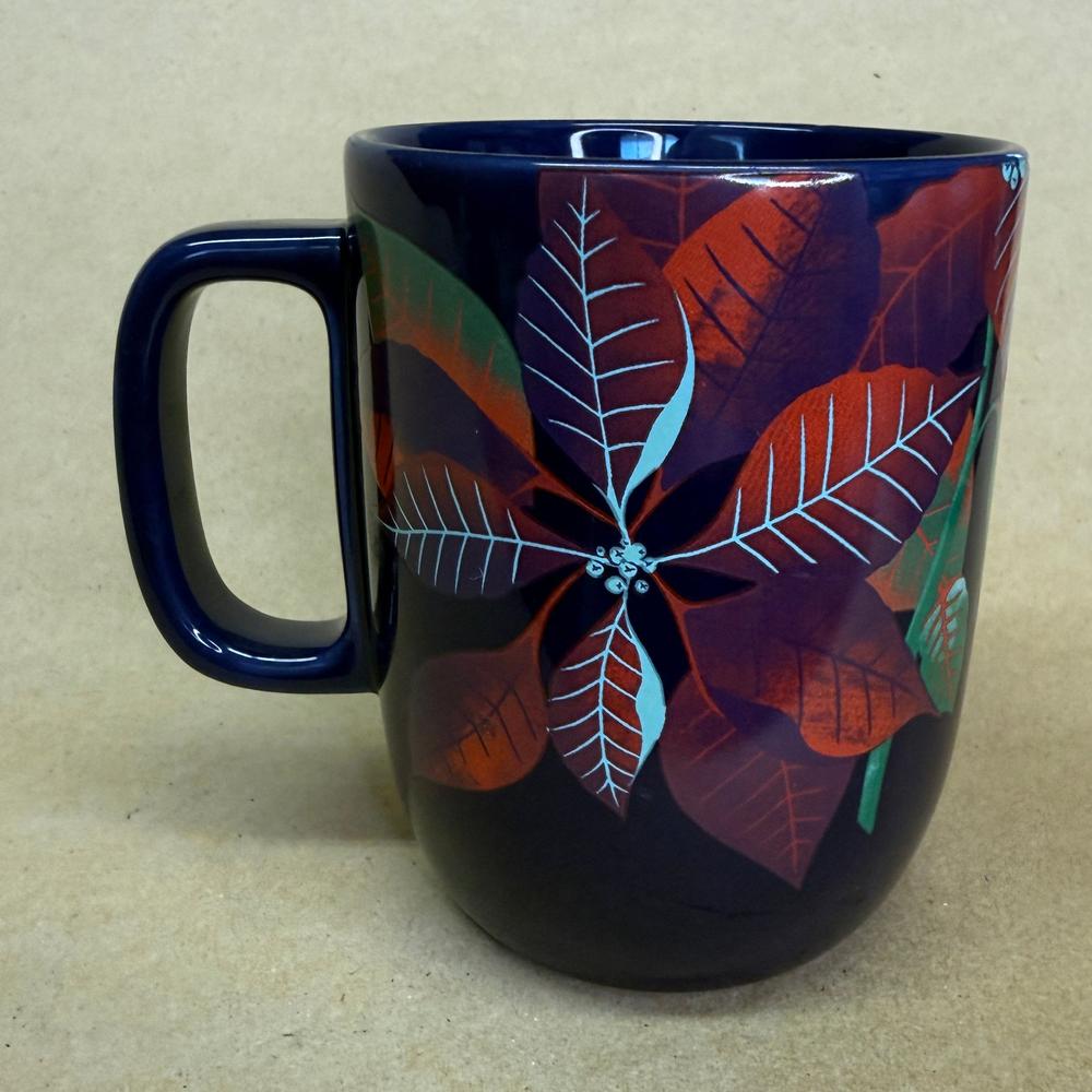 Starbucks Siren Navy Blue Poinsettia Mug-2020