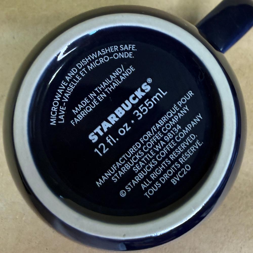Starbucks Siren Navy Blue Poinsettia Mug-2020