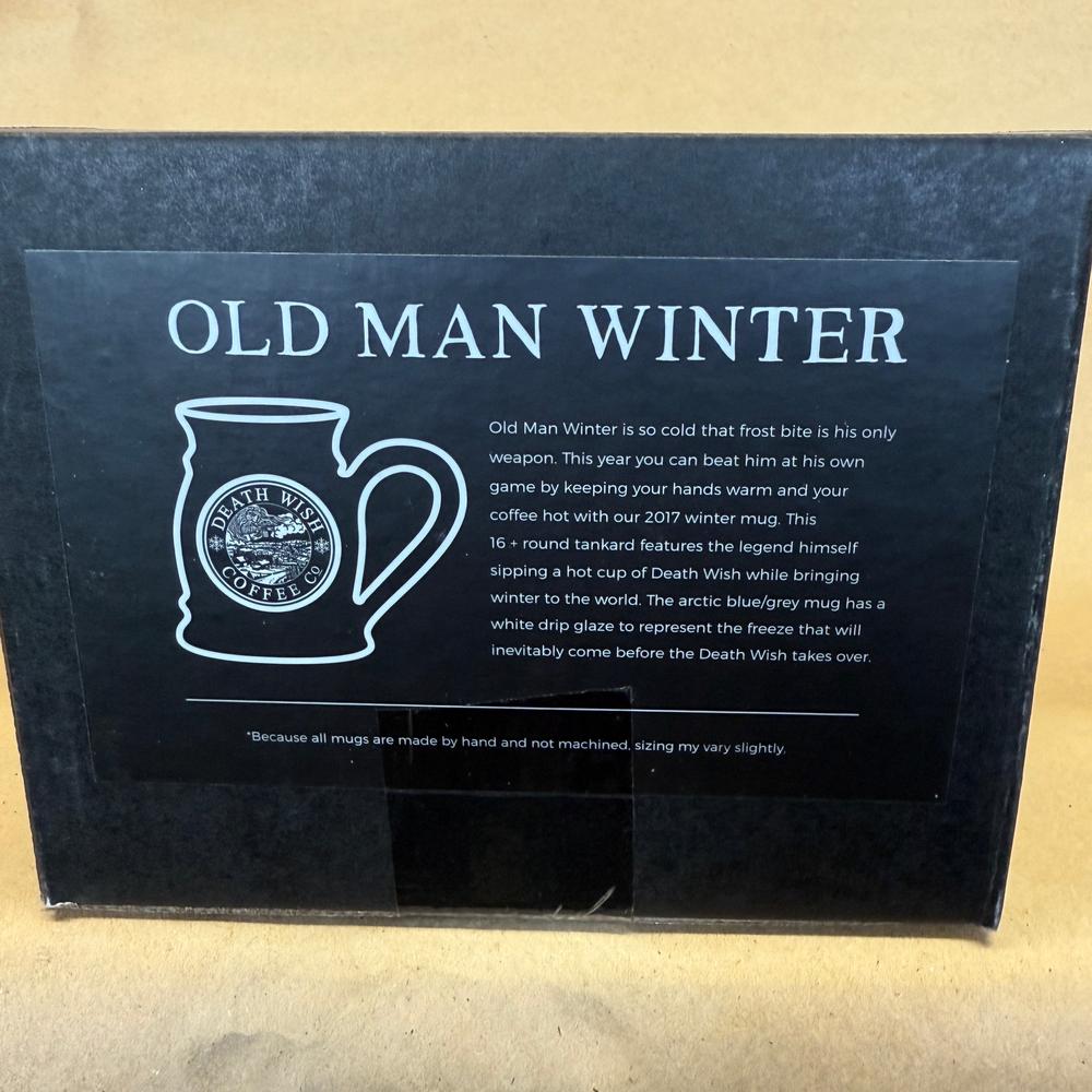 Death Wish Coffee Old Man Winter Deneen Pottery Mug NIB-2017 #853/5000