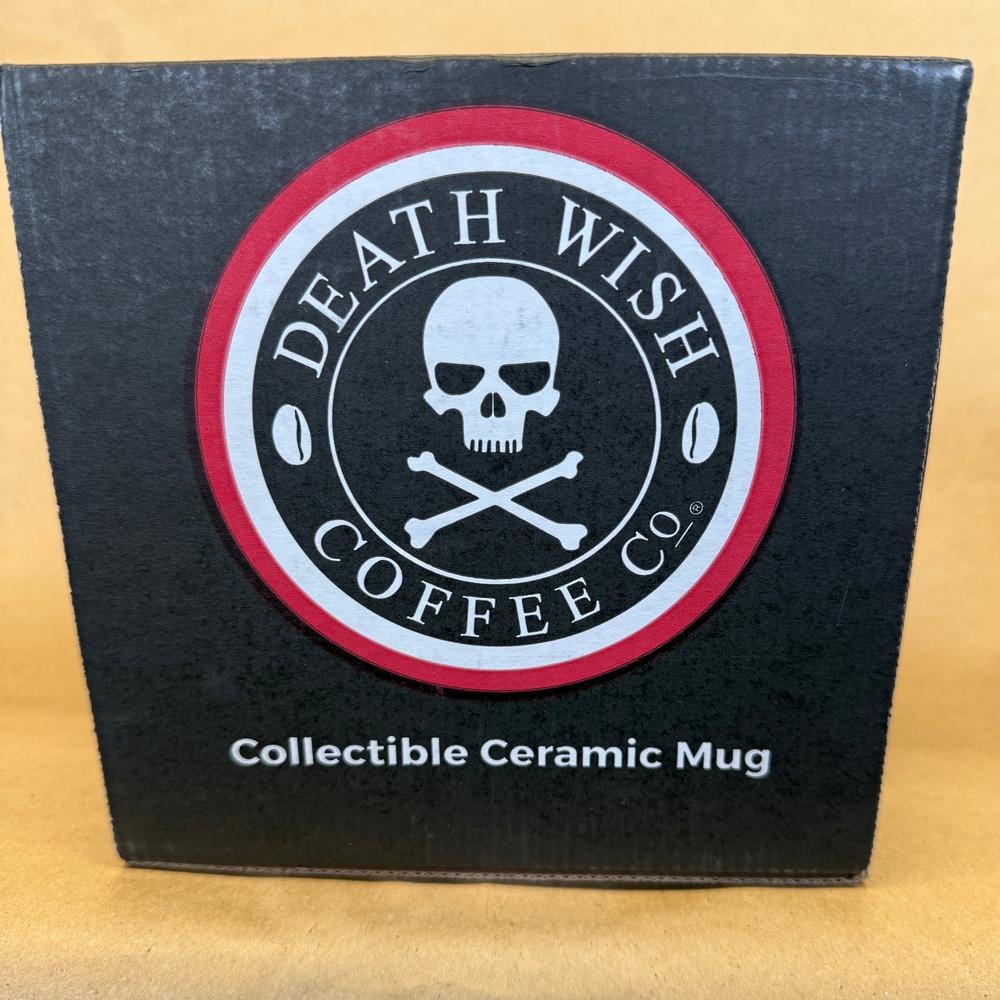 Death Wish Coffee Skull and Crossbones NIB Deneen Pottery Mug-2018