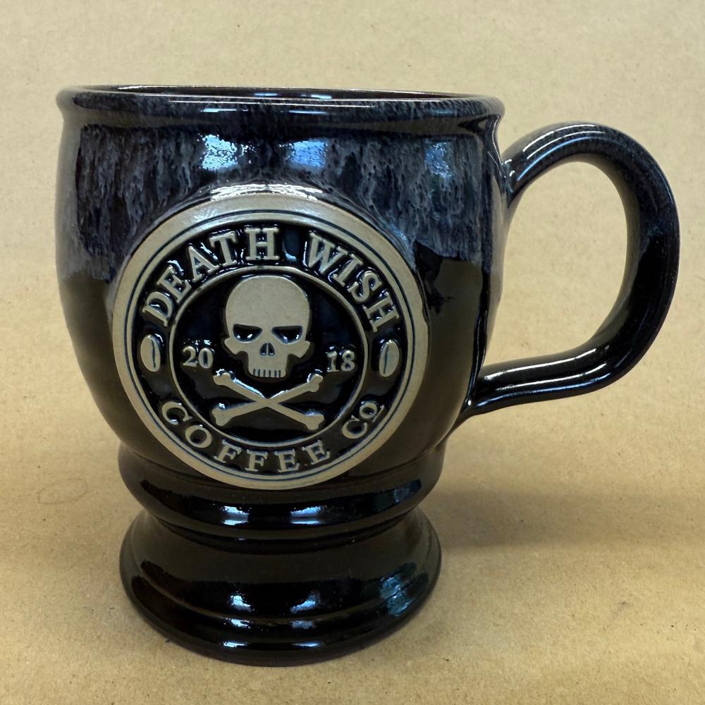 Death Wish Coffee Skull and Crossbones NIB Deneen Pottery Mug-2018