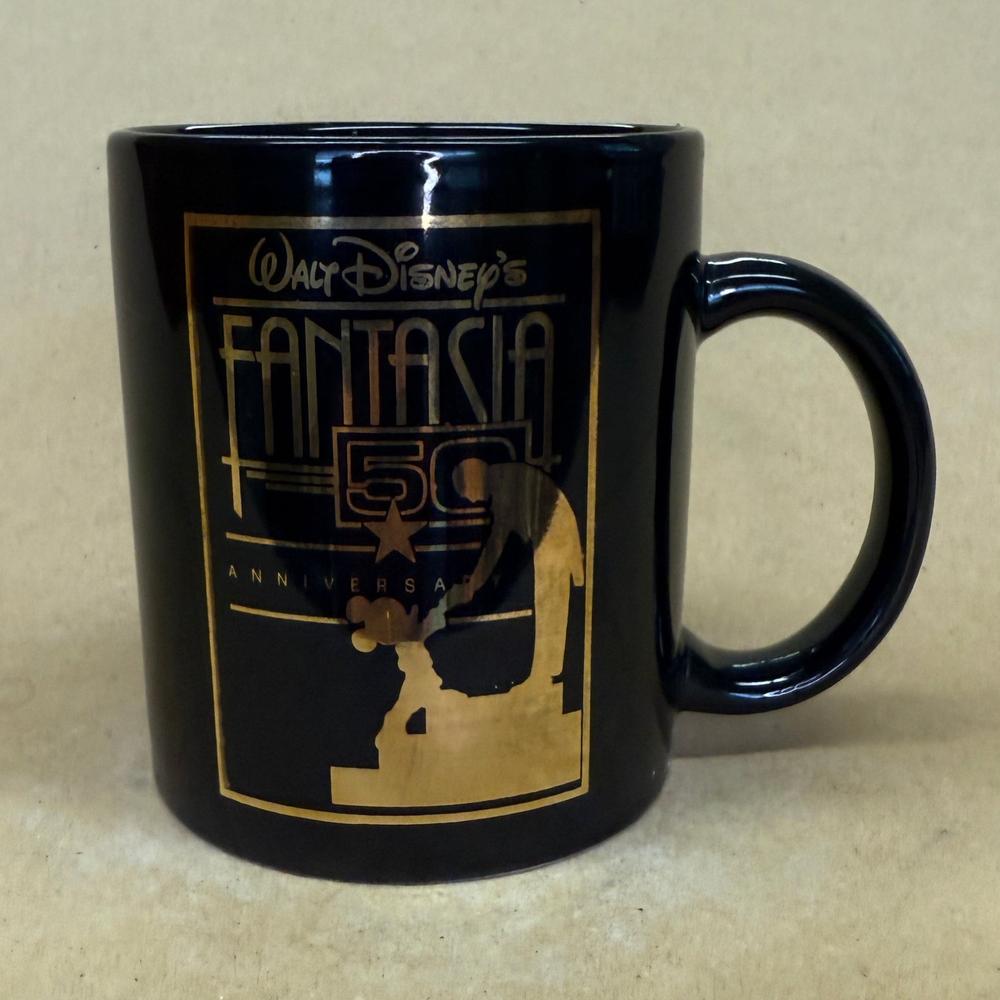 Disney Fantasia 50th Anniversary Black Gold Mug-1990