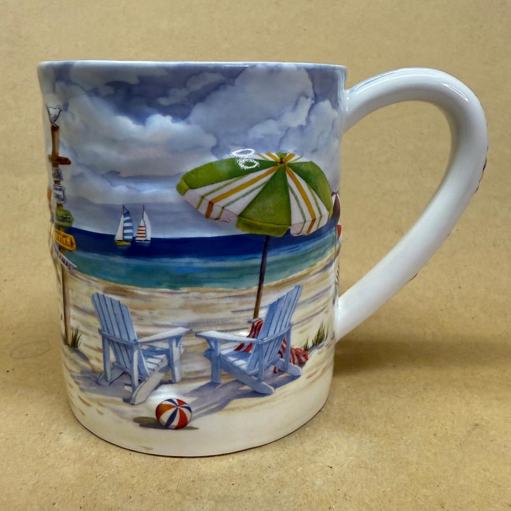 Cape Shore Beach Umbrellas Embossed Mug