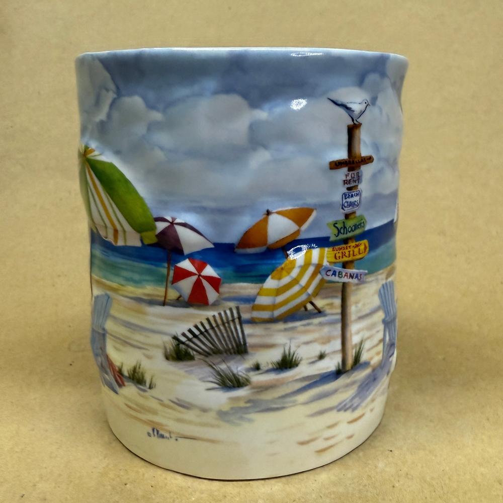Cape Shore Beach Umbrellas Embossed Mug