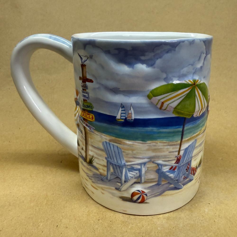 Cape Shore Beach Umbrellas Embossed Mug