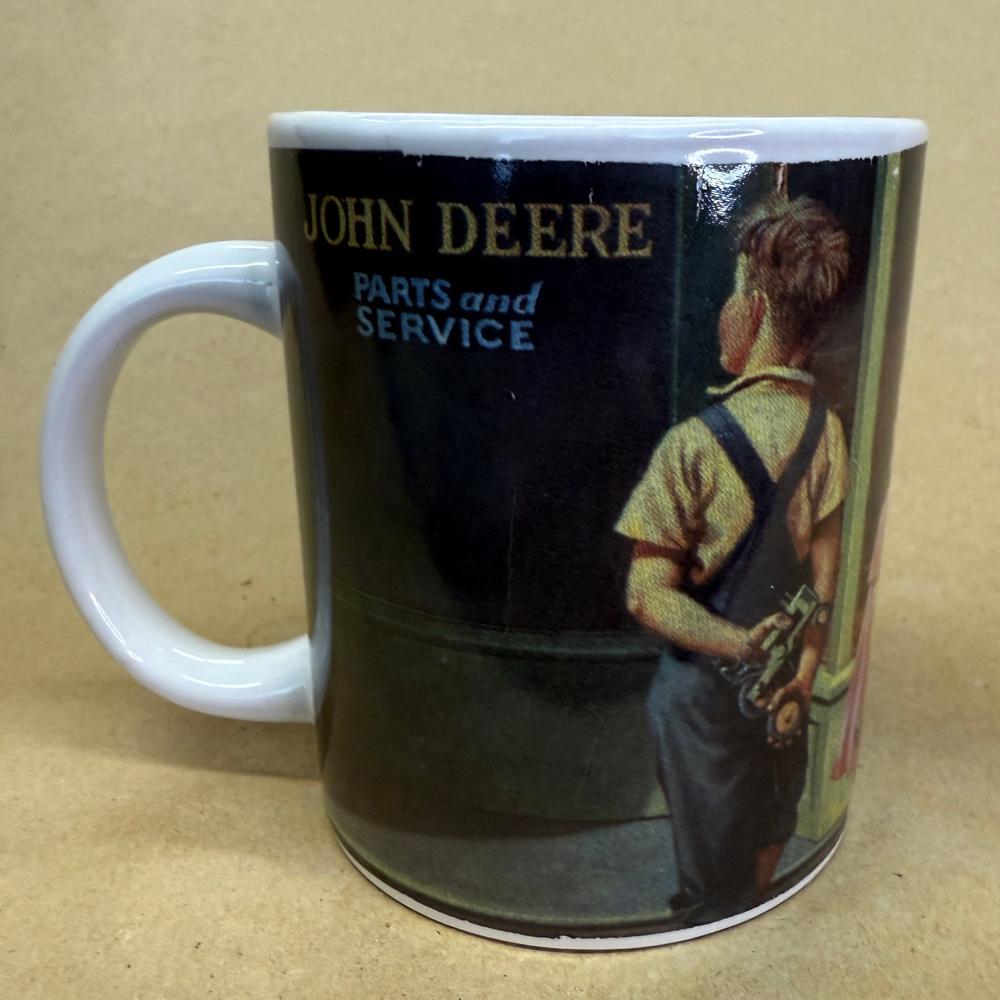 John Deere Boy Admiring through Window Mug