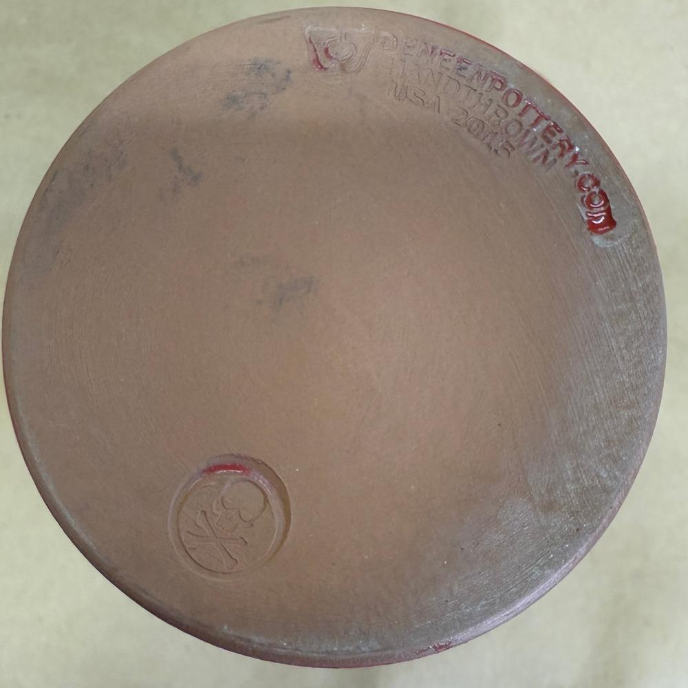 Death Wish Coffee Tall Red Skull and Crossbones Deneen Pottery Mug-2016