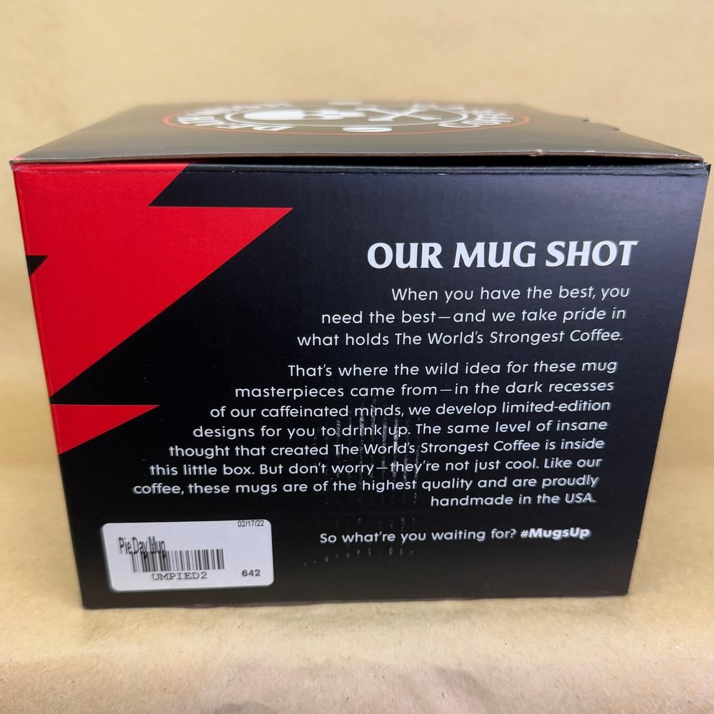 Death Wish Coffee Pie Day Grey Fox Mug NIB-2022 #2340/4500