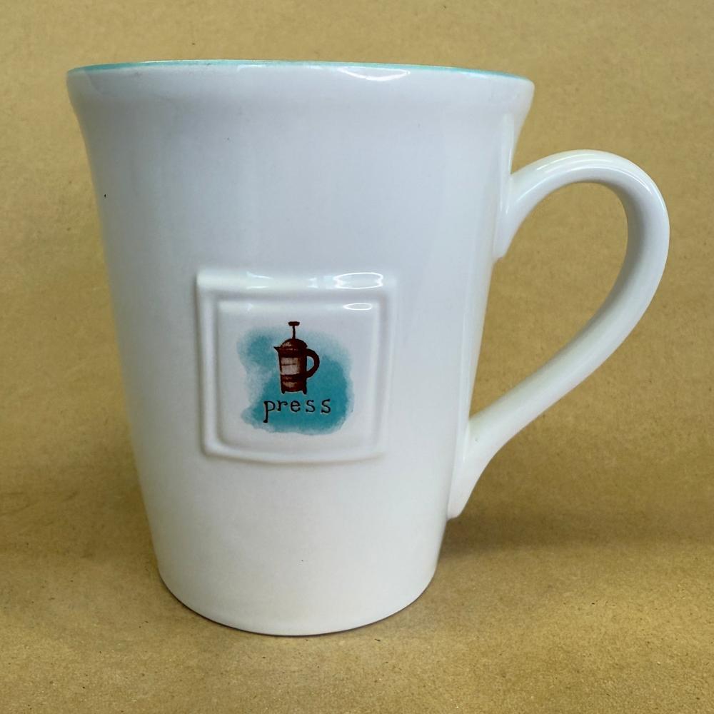 Starbucks White Embossed Coffee Press Mug-2006