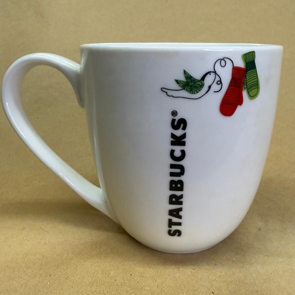 Starbucks White Holiday Dove and Mittens Mug-2011