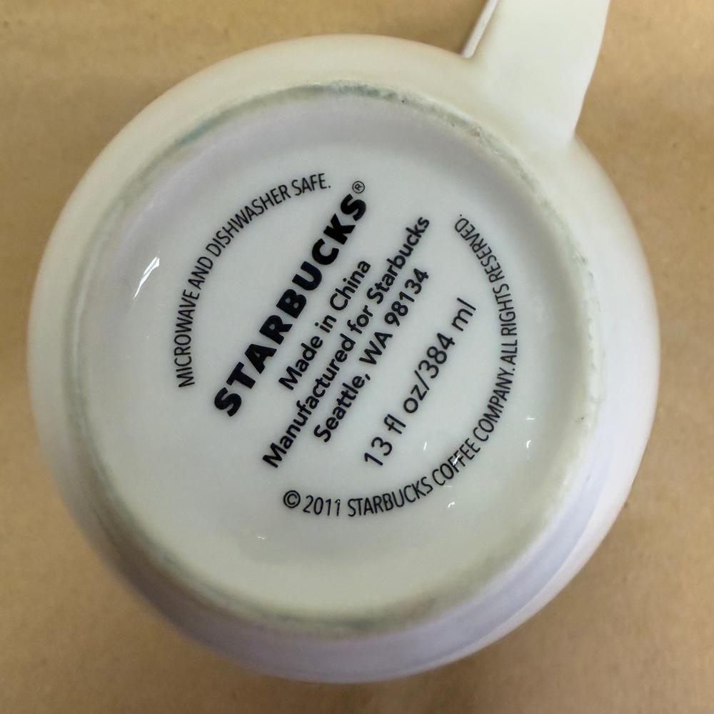 Starbucks White Holiday Dove and Mittens Mug-2011