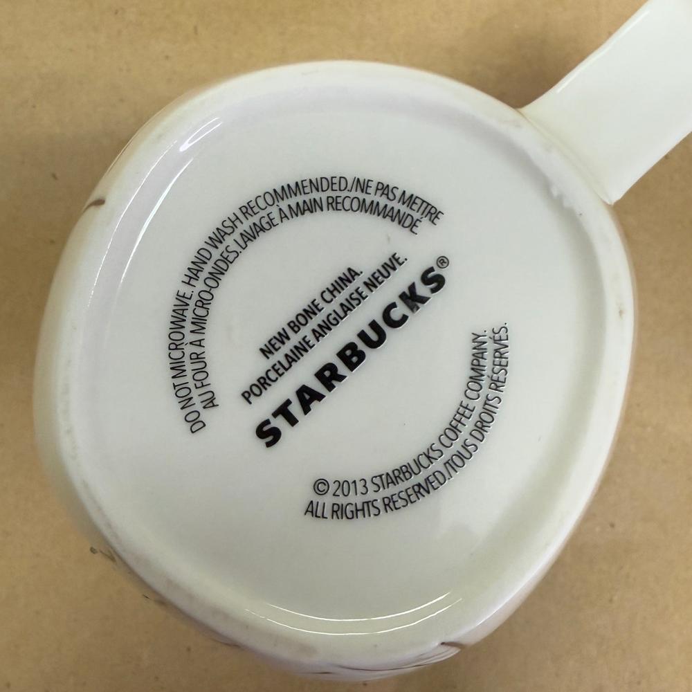 Starbucks Bone China White Holiday Etched Siren Gold Mug-2013