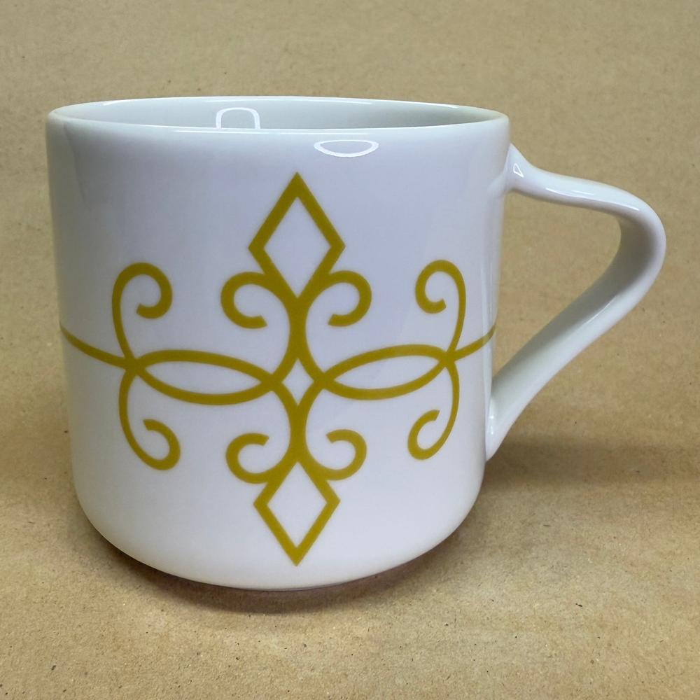 Starbucks White with Gold Scroll Diamond Mug-2015