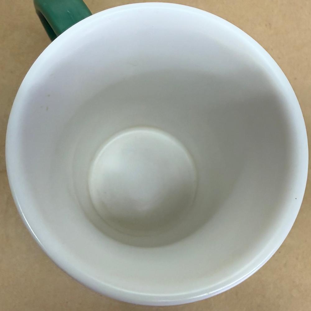 Starbucks White with Green Rubber Embossed Handle Mug-2008