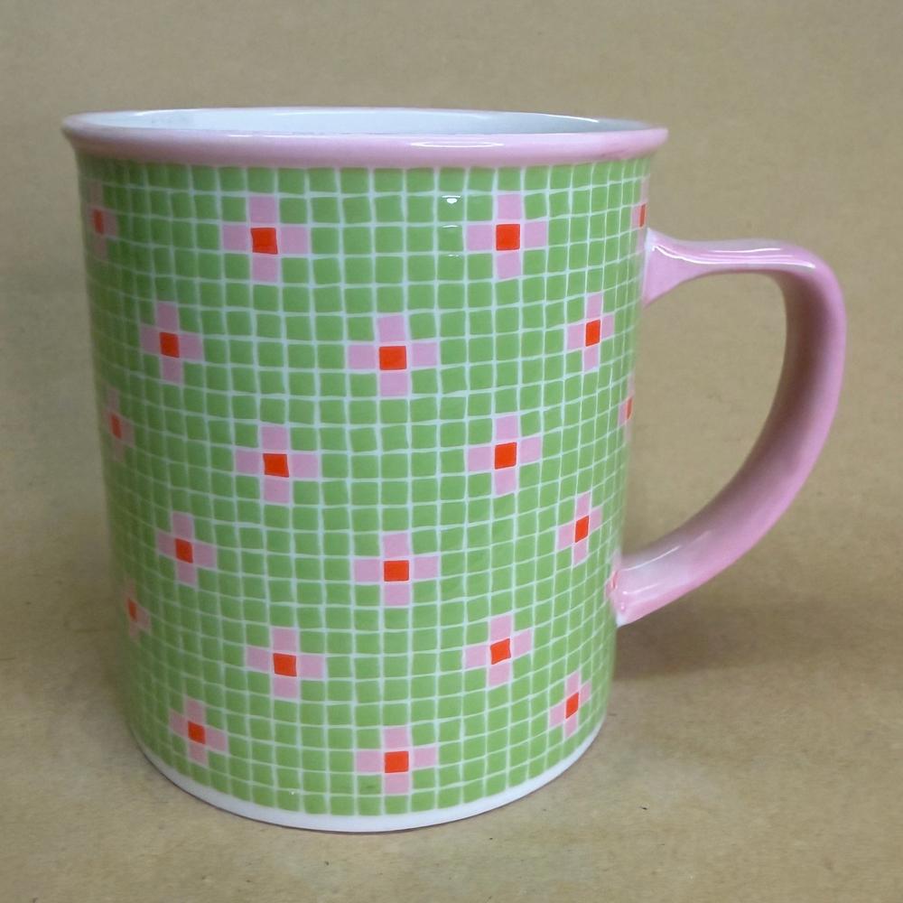 Starbucks Barista Green & Pink Mosaic Tile Mug-2004
