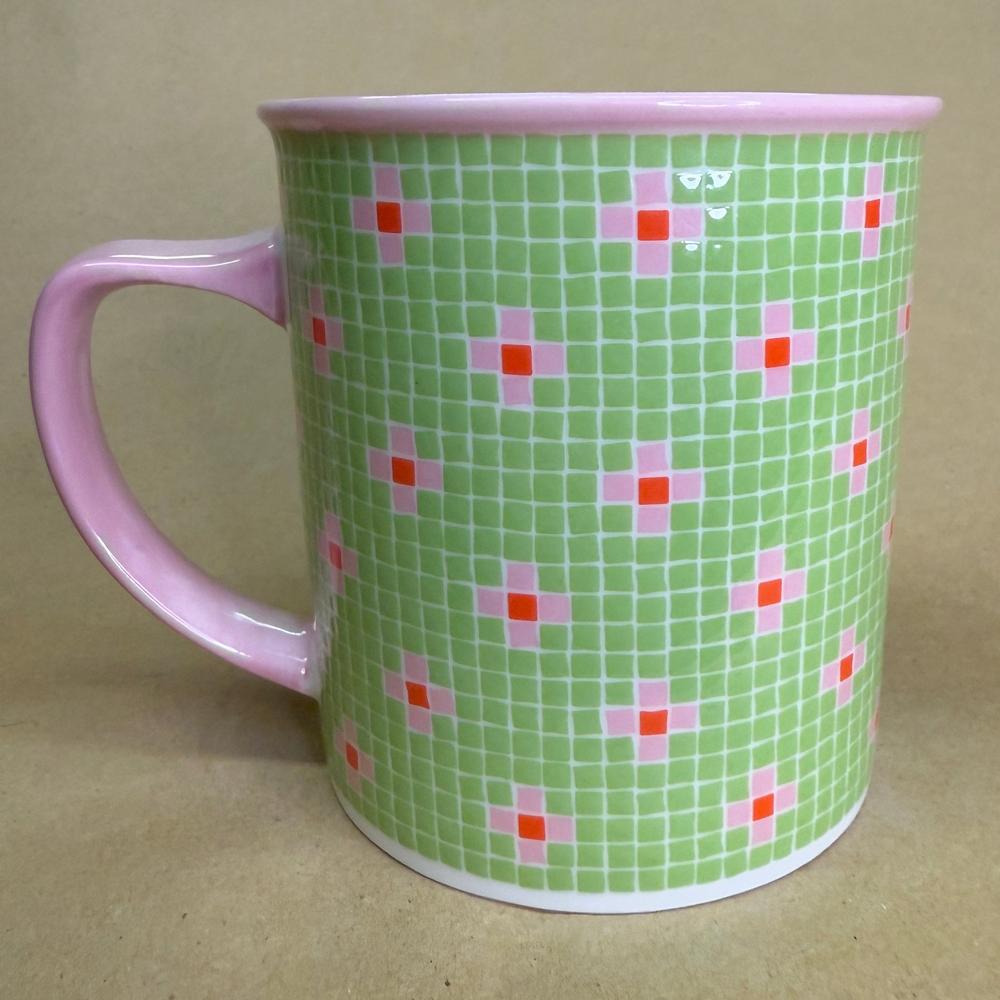 Starbucks Barista Green & Pink Mosaic Tile Mug-2004