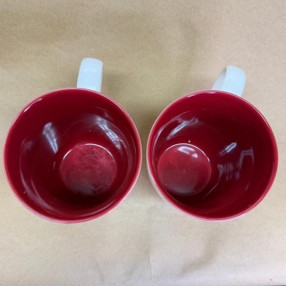 Starbucks Love Heart Strings Red White New Bone China Mugs Pair-2009