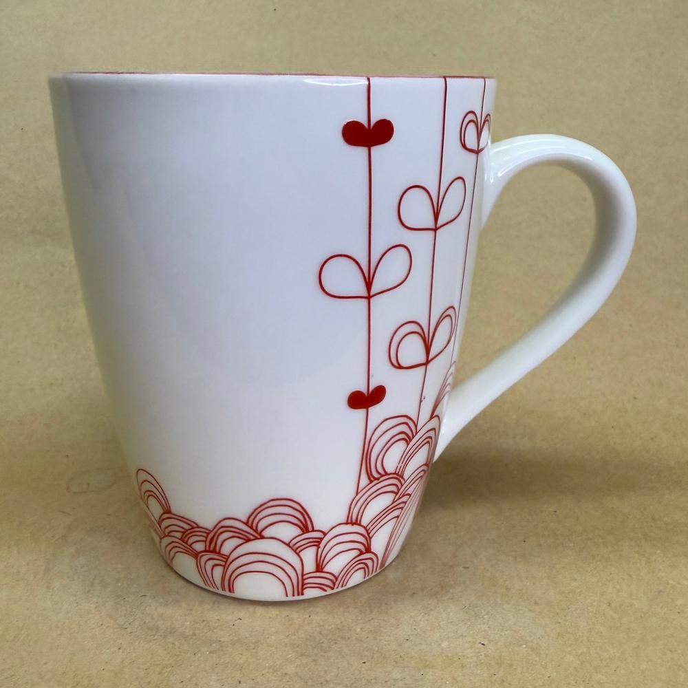 Starbucks Love Heart Strings Red White New Bone China Mug-2009