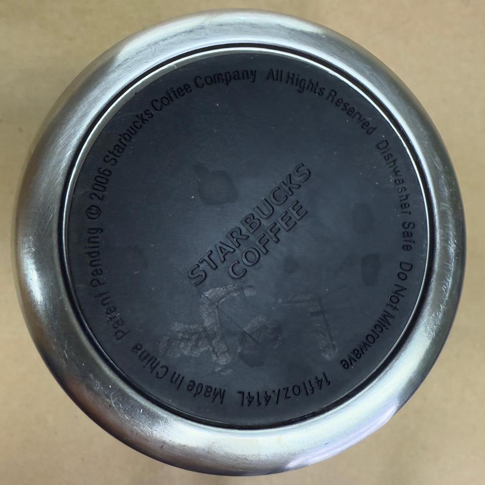 Starbucks White Blue Green Argyle Metal Bottom Mug-2006