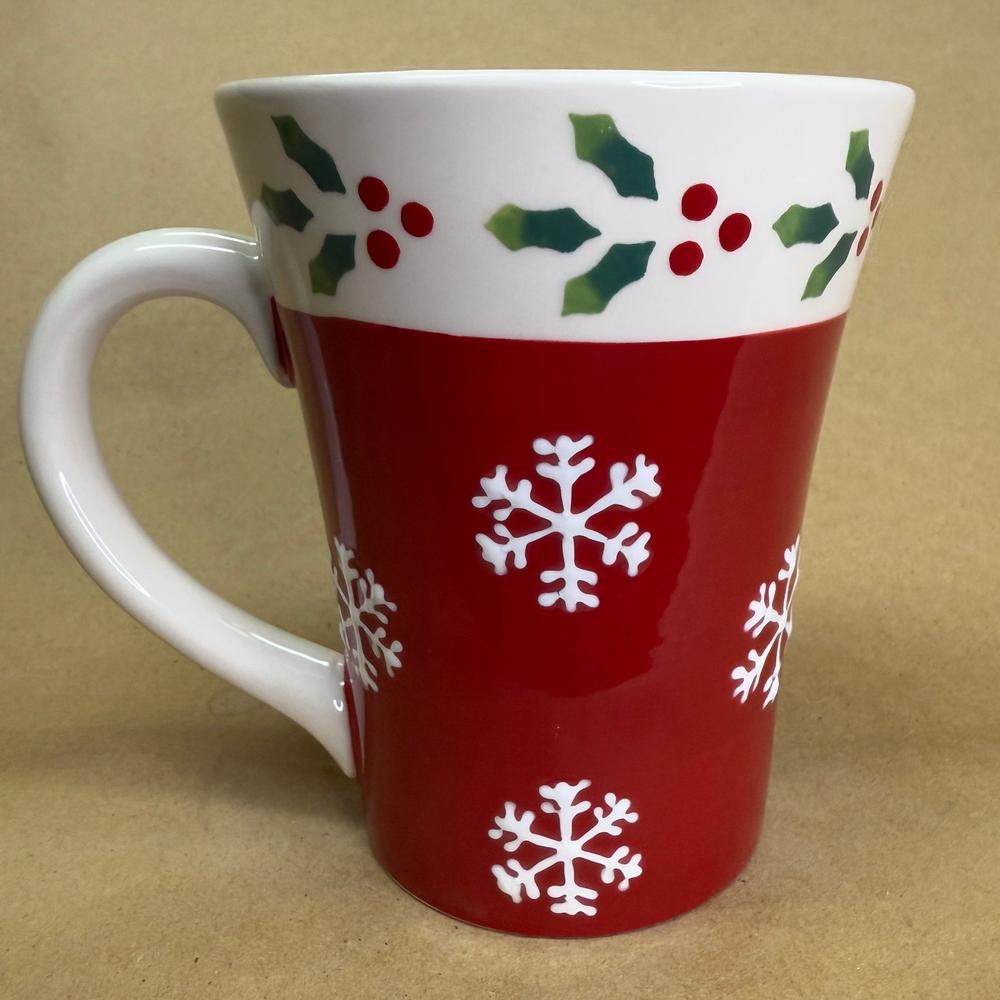 Starbucks Holiday Embossed Snowflakes and Holly Berries Mug-2007