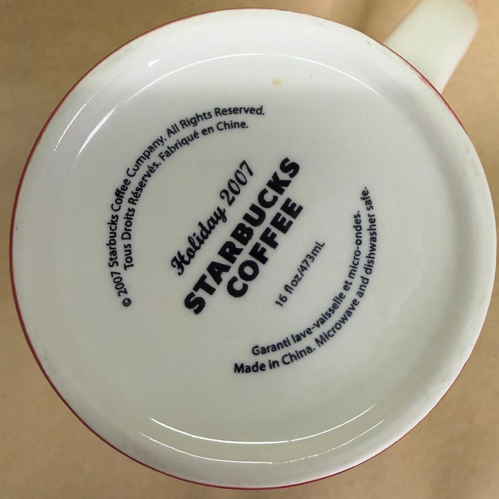 Starbucks Holiday Embossed Snowflakes and Holly Berries Mug-2007