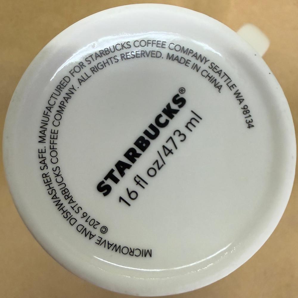 Starbucks Tall White with Gold Snowflakes Holiday Mug-2016