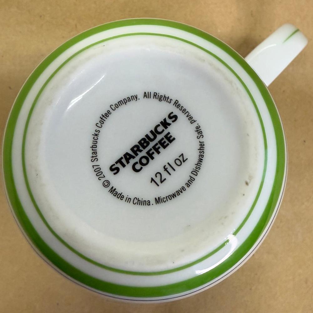 Starbucks Retro Dinner Green and Blue Stripes Mug-2007