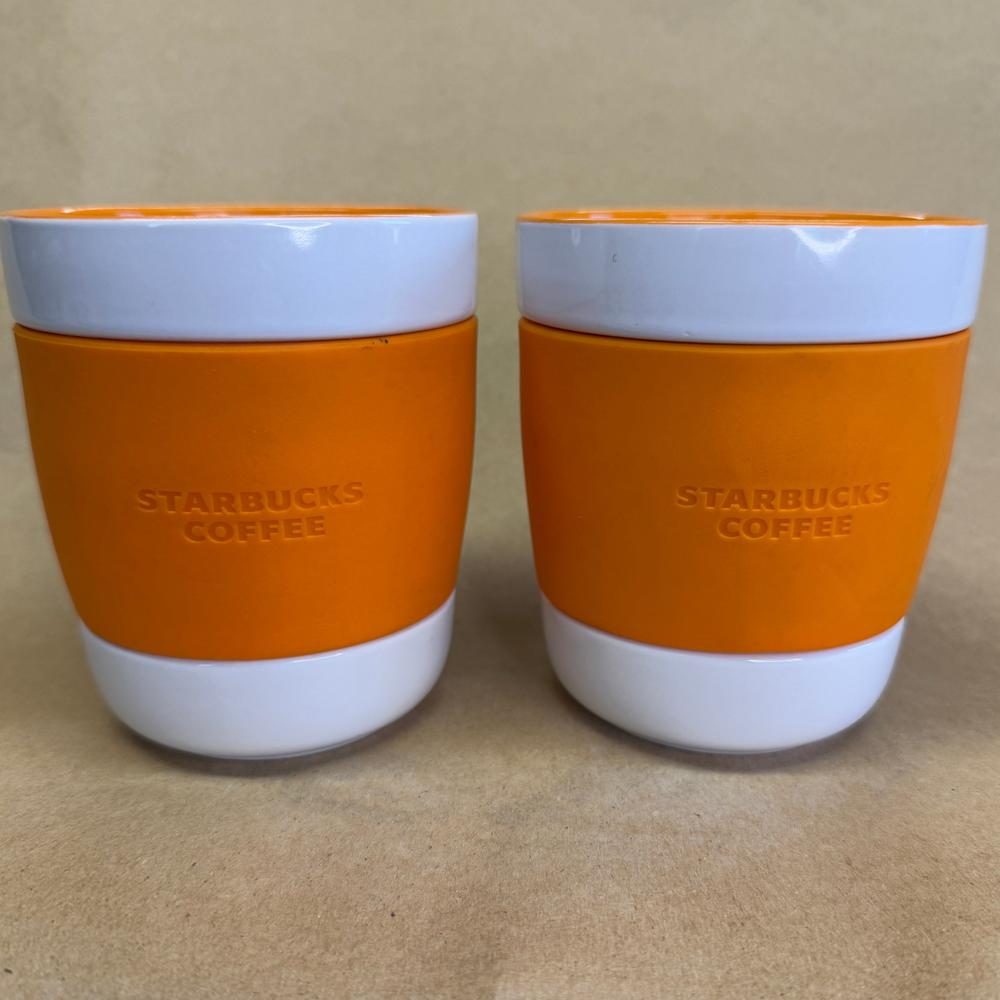 Starbucks Rubber Grip Orange Tumblers Pair-2009